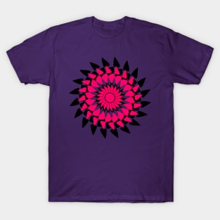 Pink and Black Flower Mandala T-Shirt